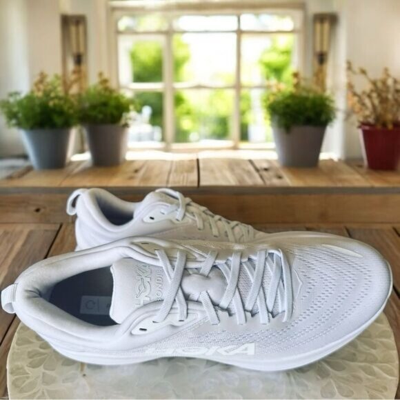 HOKA Bondi 8 Supportive Running Shoes White Womens Size 9.5 Max Cushion Comfort - Picture 5 of 12